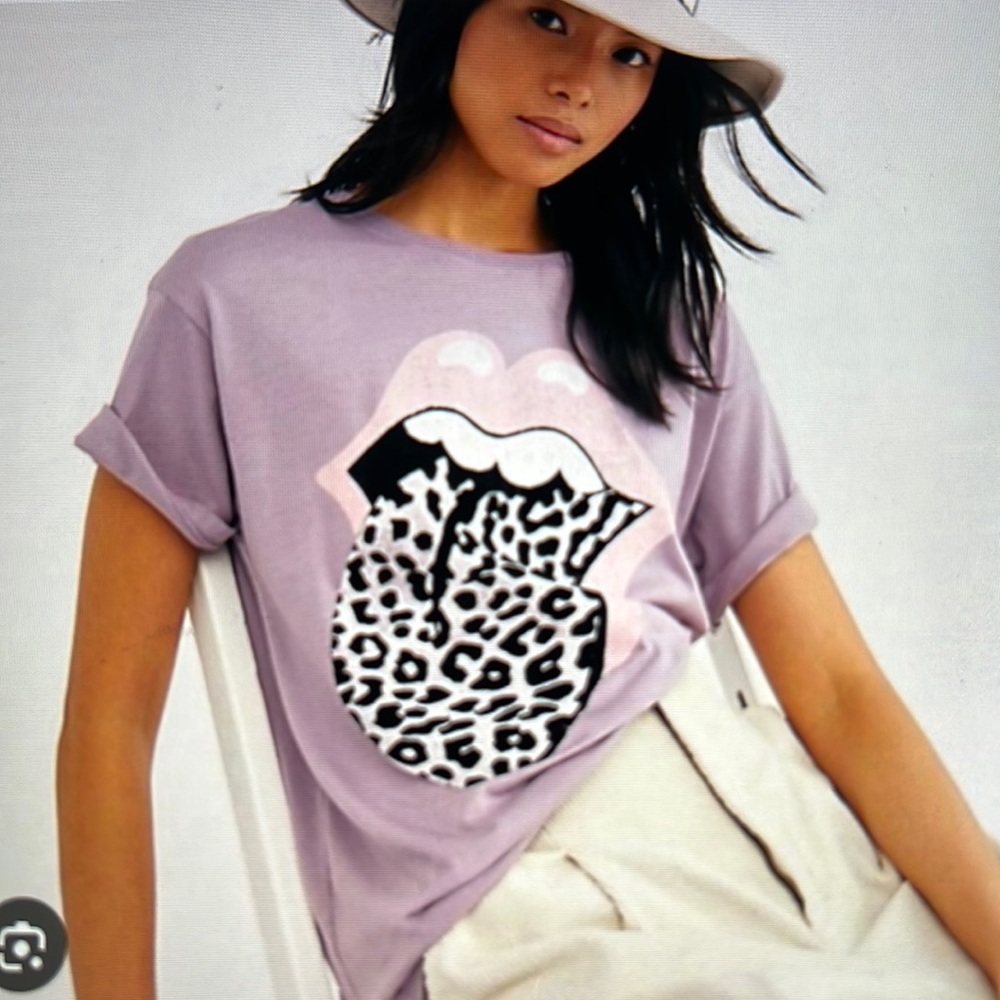 Free People Flocked Leopard Tongue Tee